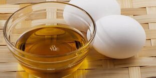 Eggs with oil for the preparation of healing ointment.